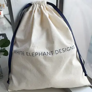 Saco de algodão reciclável com logotipo, saco de pó com cordão para armazenamento de roupas e sapatos, bolsa de algodão natural com fita de cetim