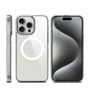Oem Odm Maatwerk Mobiele Telefoon Case Clear Transparant Case Pc Tpu Magnetische Draadloze Opladen Pantserhoes Voor Iphone 15 Case