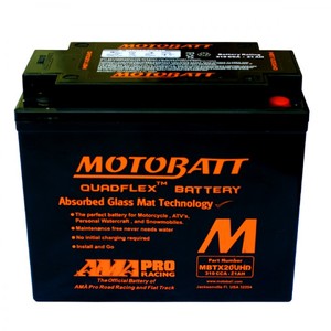 แบตเตอรี่มอเตอร์ไซค์ Motobatt รุ่น MBTX20UHD 12V 22.5Ah AGM สำหรับรถจักรยานยนต์ ATV รถสำหรับขับบนหิมะ ผลิตในอิตาลี - Product Image 1