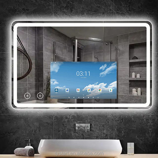 Blue-tooth Intelligent Mirror Android System Anti-fog Waterproof Smart Magic Mirror TV LED Lighting Bathroom Smart Mirror