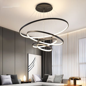 Гостиная люстра современная простая атмосферная Люстра лестница кольцевое освещение роскошная сеть Красный Ресторан нордическое освещение - Product Image 3