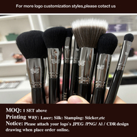 Ensemble de pinceaux de maquillage de luxe professionnel EMF 18 pièces, micro-fibre cristalline, virole en aluminium épaissie, logo personnalisé, qualité supérieure