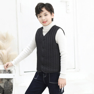 Gilet d'hiver simple et léger <span class=keywords><strong>sans</strong></span> manches pour enfants, couleur pure, bon marché - Product Image 3
