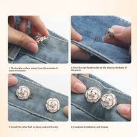 Celana Jeans pengencang pinggang longgar, Jeans pin Sew tanpa celana instan bunga aster dapat disesuaikan kancing Jeans dapat dilepas