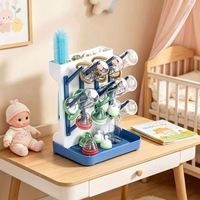Support de rangement transfrontalier en plastique non pliable sans perçage pour biberons, tasses et aliments complémentaires, avec fonction d'égouttage