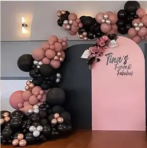 Conjunto de balões decorativos preto e rosa, conjunto de balões para meninas