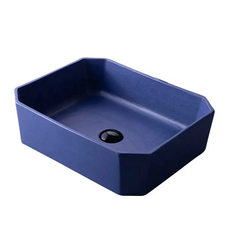 De Luxo de alta Qualidade Cor Azul Tampo Da Mesa De Casa de Banho Lavar a Mão Bacia