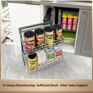 Panier coulissant moderne et simple pour armoire de <span class=keywords><strong>cuisine</strong></span>, double couche, grande capacité, étagère de rangement - Product Image 2