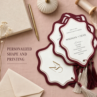 Carte d'invitation de mariage découpée sur mesure, forme irrégulière personnalisée, impression d'invitation multicouche, logo personnalisé OEM ODM