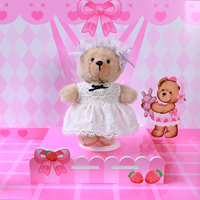 Boneka Beruang Teddy Pink Lucu dengan Gaun Pengantin Renda Putih Elegan, Boneka Pernikahan yang Dapat Dikustomisasi untuk Hadiah Pernikahan