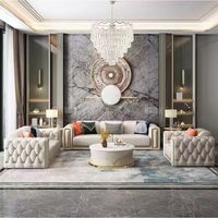 Modernes Amerikanisches Luxus-Ledersofa-Set, Luxuriöses Wohnzimmer-Villa Geradliniges Italienisches Gestepptes Ledersofa