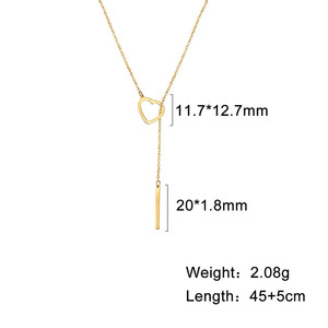 Usine de haute qualité hypoallergénique en acier inoxydable chaîne de clavicule Unique or argent géométrique bâton coeur pendentif collier - Product Image 6