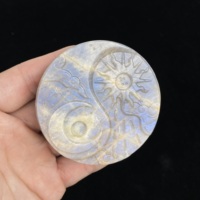Vente en gros de sculptures artisanales de lune et de soleil en pierre de lune et obsidienne dorée et argentée de haute qualité, 6 cm, pour le Feng Shui et le Yin et Yang