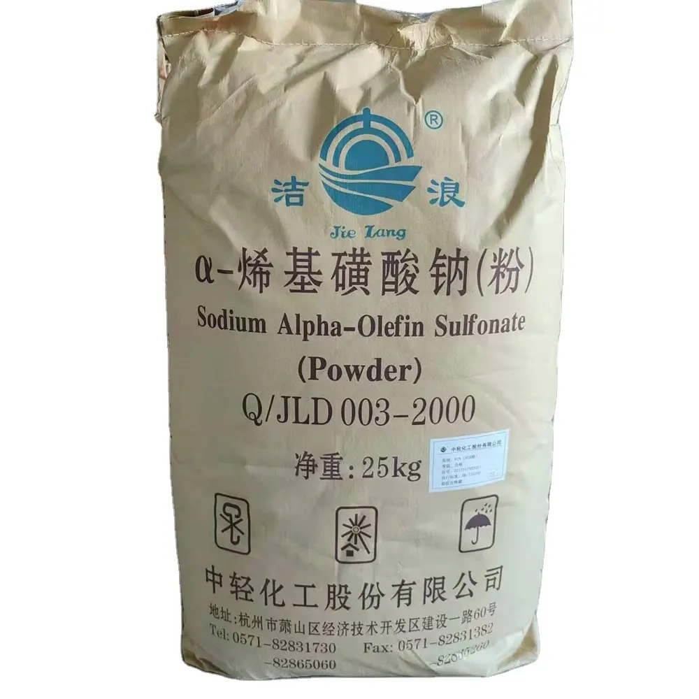 Giá chất tẩy rửa nguyên liệu sodium Alpha olefin Sulfonate AOS 92% bột 35% để làm tóc dầu gội đầu