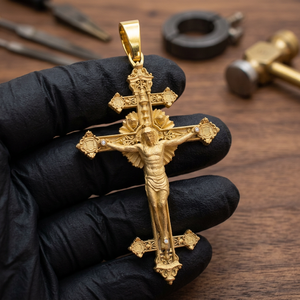 Gold Plated 925 Sterling <b>Silver</b> Moissanite Cross Pendant <b>Crucifix</b> Charm Round Brilliant Cut Hip Hop pendant Jewelry everyday - Product Image 4