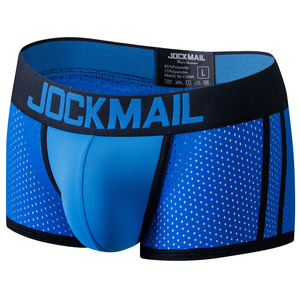 JOCKMAIL Calzoncillos bóxer para hombre, a la moda, con bloques de color, de tela de malla transpirable, de cintura baja, para todas las estaciones, ropa interior deportiva - Product Image 3