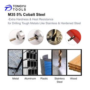 1-13mm M35 코발트 드릴 비트 배송 준비 완료, 스테인레스 스틸 단단한 금속용 헤비 듀티 HSS Co5 % DIN338 135 ° 분할 점 잡비트 - Product Image 2
