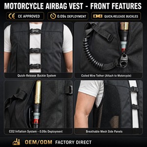 <span class=keywords><strong>Gilet</strong></span> <span class=keywords><strong>airbag</strong></span> <span class=keywords><strong>moto</strong></span> haute visibilité réfléchissant, imperméable, coupe-vent, léger, respirant et réglable pour hommes et femmes motards - Product Image 3