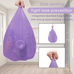 Huamaohengchun - Bolsas de basura pequeñas tipo chaleco grueso para oficina, cocina, dormitorio y más, 60 unidades, color morado - Product Image 2