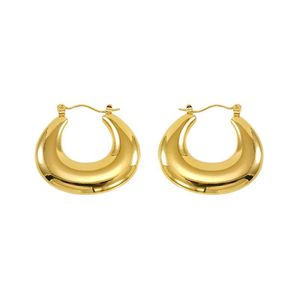 ZOGXIN C-Shaped Hoop Earrings Gold Tone Stainless Steel Geometric Party Fashion Jewelry - Product Image 5