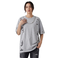 Oversized Gray 100% Cotton Breathable T-Shirt Short Sleeve O-Neck Street Style Men's Jersey Knitted Solid Color Washed Design