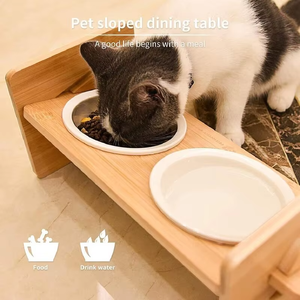 Fábrica Atacado Ajustável Elevada Stand <span class=keywords><strong>Pet</strong></span> Alimentador Com 2 Tigelas De Cerâmica para Gatos e Cães Pequenos - Product Image 3