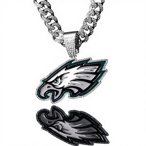 Colliers pendentifs de championnat des Philadelphia Eagles en gros, plaqués or/argent, avec chaîne cubaine, pour cadeaux - Product Image 1
