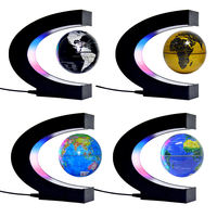Herramienta de Enseñanza para la Escuela, Globo Terráqueo Magnético Levitante en Forma de C, Globo Terráqueo con Mapa del Mundo para Decoración