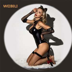 Animal Tail Ears Leopard Mujeres maduras Sexy Teddies Lencería Sexy Cosplay Lencería Disfraces - Product Image 4