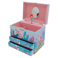 Coffret à bijoux musical Jakos à 2 tiroirs avec figurine de sirène rotative - Cadeau pour l'anniversaire des filles, Noël et les fêtes