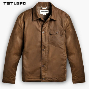 Manufacture Streetwear High Quality Customized Men's Luxury Outdoor Waterproof <strong>Waxed</strong> Canvas <strong>Trucker</strong> Work <strong>Jacket</strong> - Product Image 4