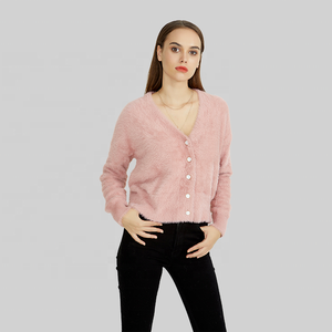 KD in maglia personalizzata OEM ODM autunno inverno pelliccia dolce pelosa manica lunga <span class=keywords><strong>con</strong></span> bottoni <span class=keywords><strong>Cardigan</strong></span> in pelliccia sintetica da donna - Product Image 3