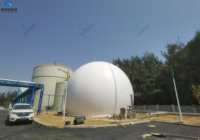 Réservoir de stockage de gaz à double membrane intégré anti-corrosion de 150 m³ pour le stockage du biogaz, incluant l'équipement d'inflation