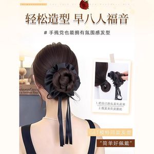 Chignon à clipser en ruban noir avec texture réaliste pour femmes, accessoires de coiffure - Product Image 6