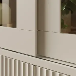 ארון תצוגה זכוכית מודרני עם דלתות זכוכית ומגירות מרופדות אחסון מעץ לארון מטבח סלון סלון - Product Image 3