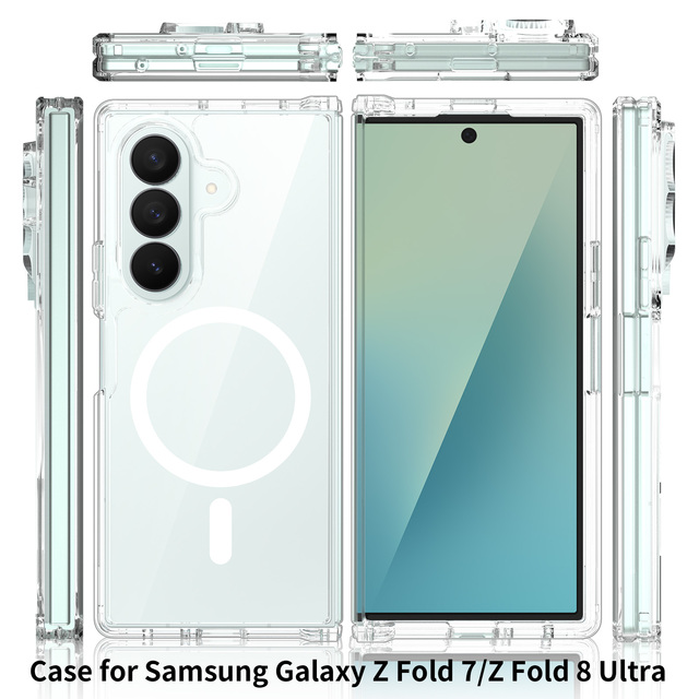 Funda Samsung Z Fold 8 Ultra Clear Magnetic Phone Case Anti-Scratch Foldable Shockproof Phone Cover With Custom Logo Packaging