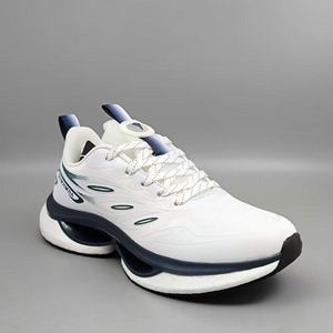 Chaussures de course blanches à lacets, tige synthétique, doublure en mesh, semelle intermédiaire EVA amortie, semelle extérieure en caoutchouc, bout rond, toutes saisons - Product Image 1