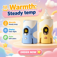 Nouvelle chauffe-biberon portable sans fil à température constante, 6 vitesses réglables, affichage numérique, chauffe-lait universel pour l'extérieur