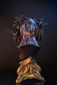 Busto <span class=keywords><strong>de</strong></span> Medusa Gorgona, Estatua Realista y Detallada <span class=keywords><strong>de</strong></span> Estilo Horror Oscuro, Monstruo Femenino con Pelo <span class=keywords><strong>de</strong></span> <span class=keywords><strong>Serpiente</strong></span>, Adorno Decorativo <span class=keywords><strong>de</strong></span> Resina para Escritorio - Product Image 5