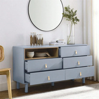 Vente chaude Moderne 6 Tiroir Commodes Commode En Rotin Commode Convient Pour Chambre Salon Entrée Couloir Bleu