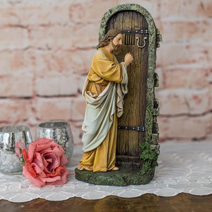 Escultura Religiosa de Resina WeiVista, Jesús Llamando a la Puerta, para Decoración del Hogar Cristiano o Exhibición en Iglesias, Venta al por Mayor, Modelo 24008A - Product Image 1