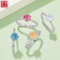Nouvelle bague de fiançailles classique pour femme en argent sterling S925 plaqué rhodium, tige droite, 6 griffes, moissanite 1 carat couleur D, certifiée GRA