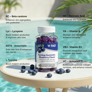 Gomitas bronceadoras OEM, gomitas vitamínicas con sabor a arándanos, que promueven la salud de la piel y mejoran el efecto bronceador - Product Image 2