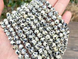 Perles rondes lisses en pierre naturelle Dalmatien, 15 pouces, 2mm 3mm 4mm 6mm 8mm 10mm 12mm, en vrac, vente en gros - Product Image 2