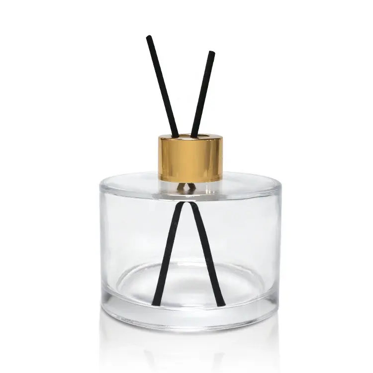 Empty 50ml 100ml 200ml clear aroma reed diffuser bottle scent perfume essential oil round glass bottles air freshener packaging