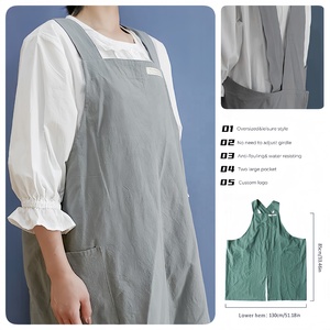 <span class=keywords><strong>Tablier</strong></span> <span class=keywords><strong>de</strong></span> <span class=keywords><strong>cuisine</strong></span> lavable en coton résistant aux taches pour femmes avec logo personnalisé sans manches avec poche avant - Product Image 2