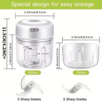 Hachoir à nourriture électrique Mini broyeur à ail USB Portable Hachoir à viande Hachoir à légumes pour gadgets de cuisine