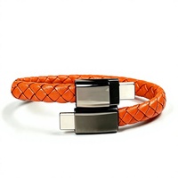 Câble de données USB-C en cuir tressé portable, bracelet de charge tendance