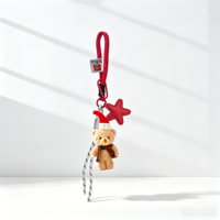 En gros, Porte-clés et Pendentif de sac Mini Ours en peluche de Noël, motif dessin animé, sûr, doux, jouet en peluche, cadeau de Noël