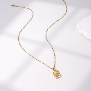 No deslustre Santis 18K chapado en oro de acero inoxidable Zirconia Ángel cuadrado colgante collar celestial divino Ángel collar - Product Image 4